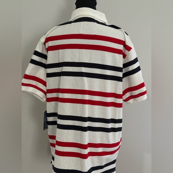 New US Polo Assn L Striped Polo Shirt - White, Red & Navy 189 - Picture 6 of 9